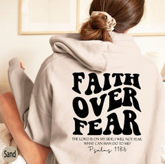 Faith Over Fear Christian Sweatshirt with Bible Verse